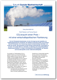 Cover Policy Brief #2021/02: CO2 braucht einen Preis –  mit einer wirtschaftspolitischen Flankierung